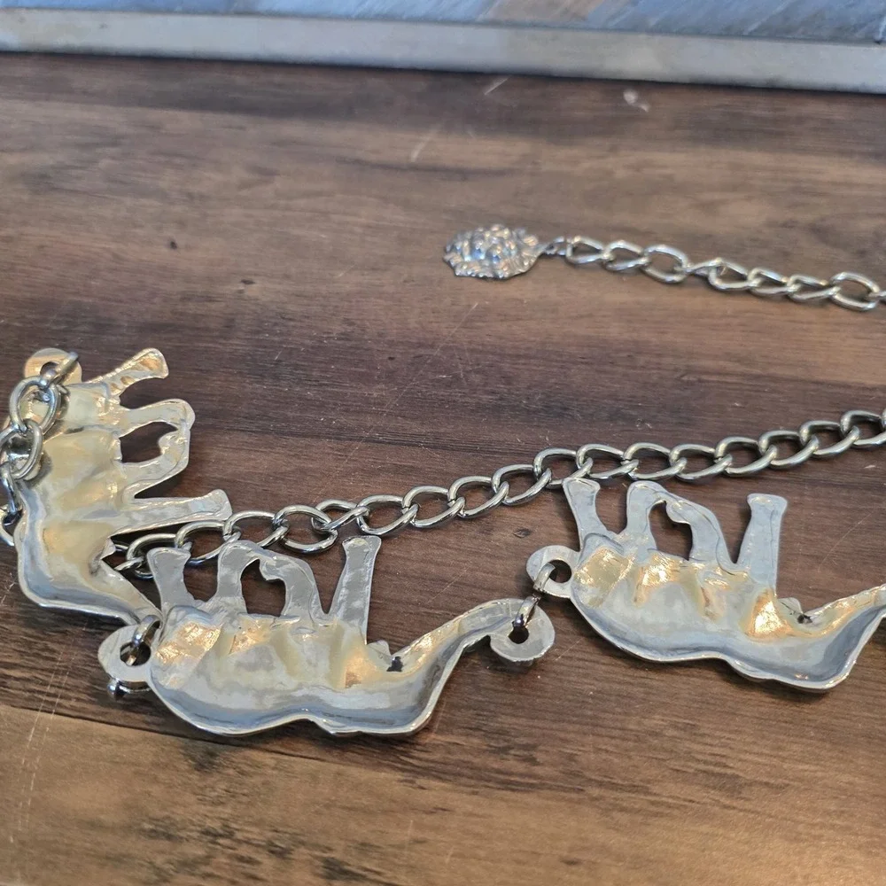 Anne Klein Belt Silver Metal Elephants Chain Belt 50
